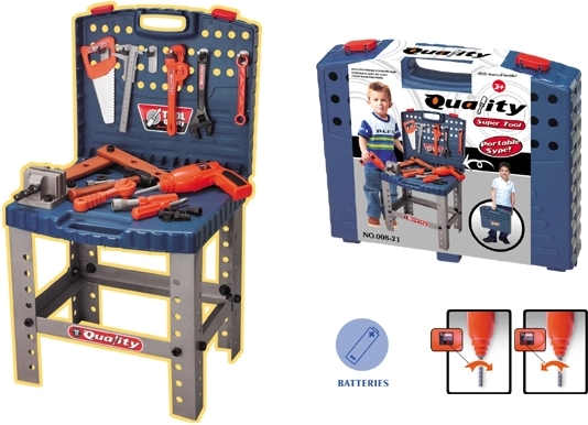 Παιδικό φορητό εργαστηριακό τραπέζι με εργαλεία και ηλεκτρικό δράπανο