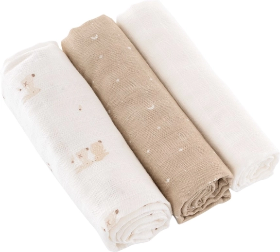 Träumeland υφασμάτινες πάνες hop hop bunny beige 80 × 80 cm (3 τεμ.)
