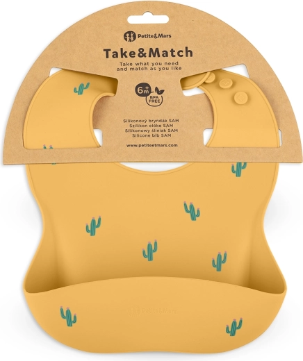 Petite&Mars σιλικονούχα σαλιάρα Take&Match ochre cacti 6m+