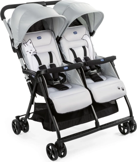 Chicco Ohlala Twin – αθλητικό καρότσι για δίδυμα Silver Cat