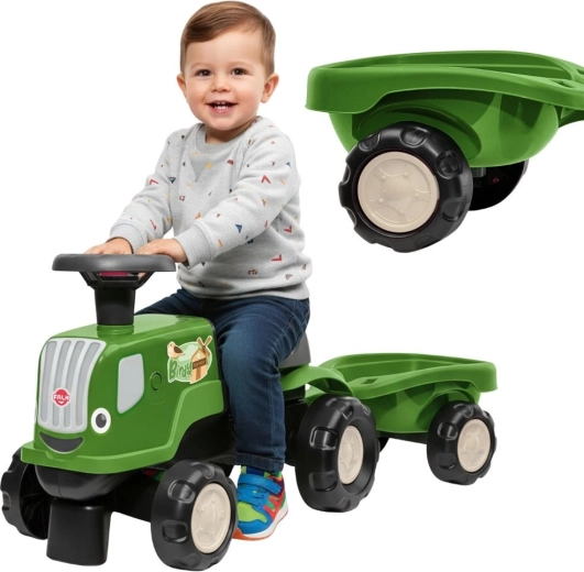 Παιδικό πατίνι ισορροπίας (ride-on) τρακτέρ με ρυμουλκούμενο BIRDY FARM πράσινο 1–3 ετών – FALK