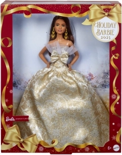 Συλλεκτική χριστουγεννιάτικη κούκλα Barbie 2025 με καστανά μαλλιά