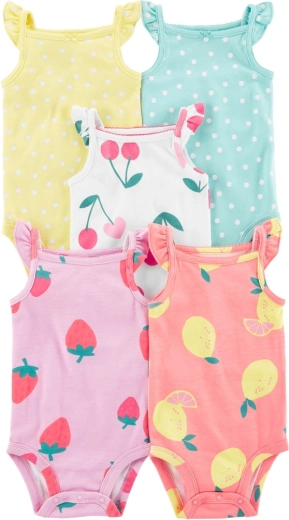CARTER'S βρεφικά κορμάκια με τιράντες Dots Fruit για κορίτσι, 5 τεμ. – NB/μ. 56
