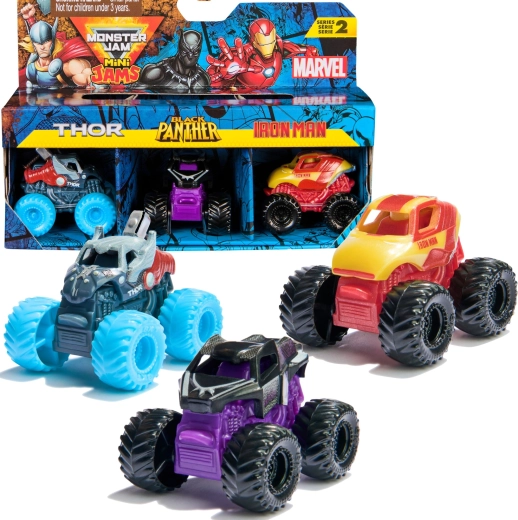 Monster Jam Mini Jams Marvel Thor, Black Panther και Iron Man - 3 τεμάχια