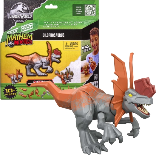 Mattel Jurassic World Mayhem Mix-Ups φιγούρα διλοφόσαυρος 2 σε 1