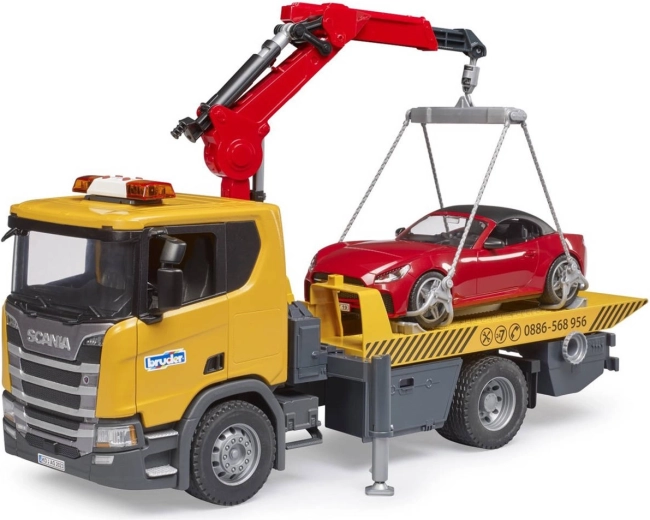BRUDER Scania Super 560R ρυμουλκό με roadster, φώτα και ήχους