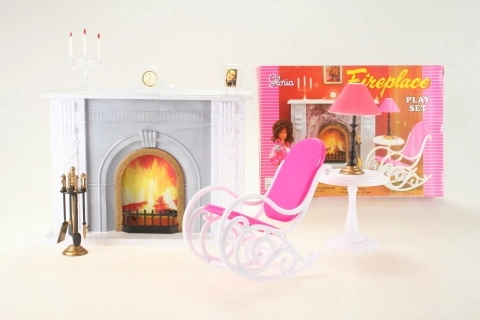 Glorie σετ με τζάκι και έπιπλα για κούκλες