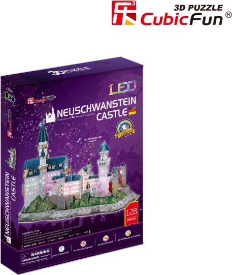 Φωτιζόμενο τρισδιάστατο παζλ κάστρου Neuschwanstein με 128 κομμάτια