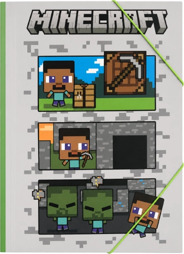 Φάκελος για τετράδια Minecraft A4 με λαστιχάκι, γκρι