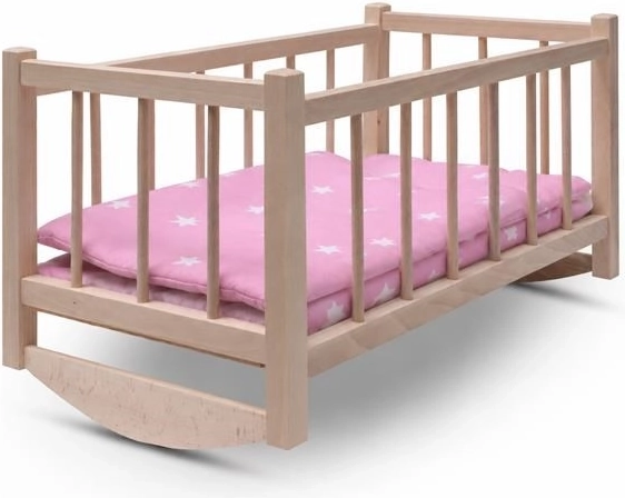 Ξύλινο κρεβατάκι/κούνια για κούκλες Baby Mix Stars Pink - 1 τεμάχιο