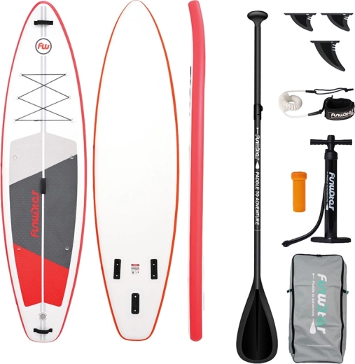 FunWater φουσκωτό paddleboard SUP σετ 335 × 84 × 15 cm, κόκκινο‑λευκό
