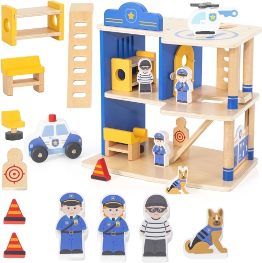 Ξύλινος αστυνομικός σταθμός Viga Toys με αξεσουάρ