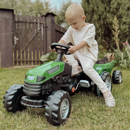 Woopie ποδοκίνητο τρακτέρ Farmer GoTrac Maxi με ρυμουλκούμενο και αθόρυβους τροχούς