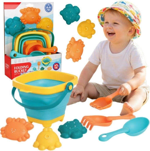 Woopie Baby πτυσσόμενος κουβάς με εργαλεία και καλούπια για την άμμο