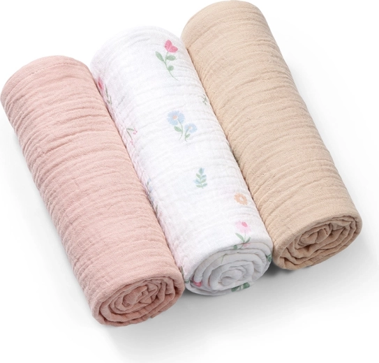 BabyOno μουσελινές πάνες Super Soft ροζ 70 × 70 cm (3 τεμ.)