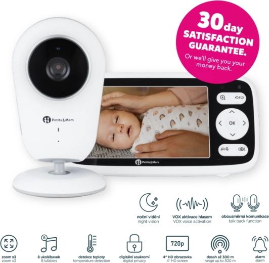 Ψηφιακή ενδοεπικοινωνία μωρού PETITE&MARS Nano 4.0 με οθόνη 4" HD