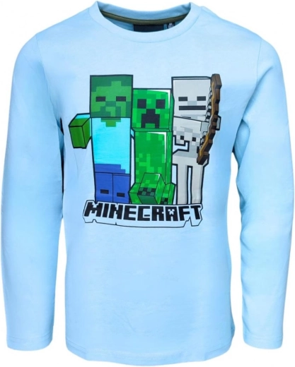 Minecraft αγορίστικη μπλούζα με μακρύ μανίκι ανοιχτό μπλε