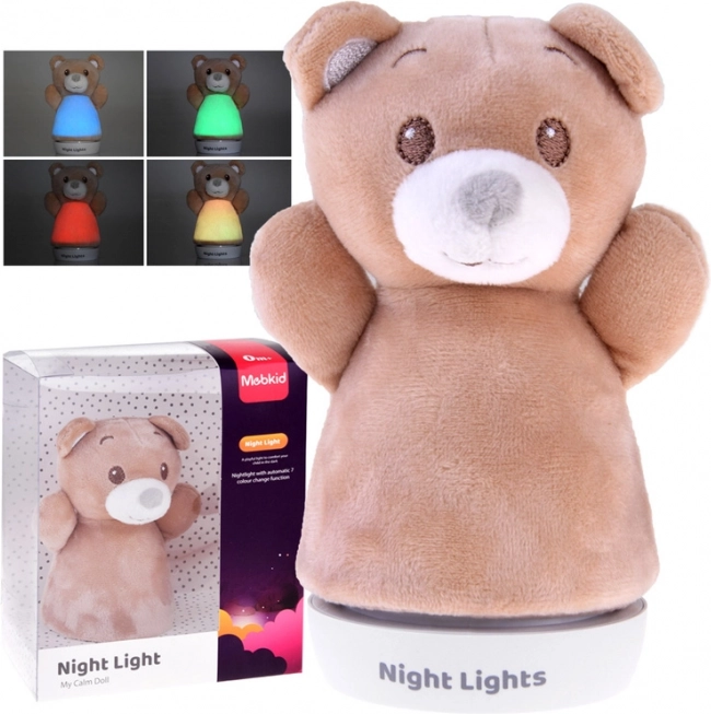 Μπεζ λούτρινο αρκουδάκι – νυχτερινό φωτάκι για παιδιά με απαλή επιφάνεια