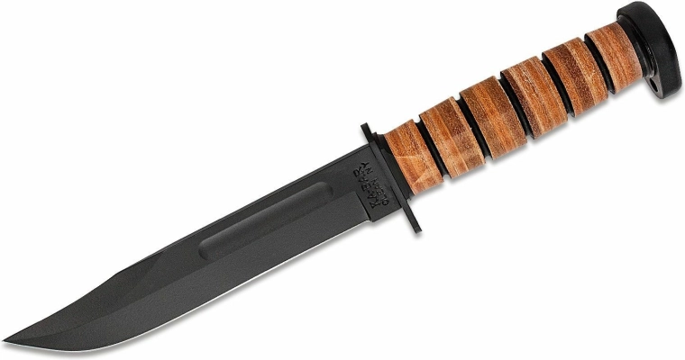 Πολυλειτουργικό μαχαίρι KA-BAR Dog's Head 18 cm, μαύρο, με δερμάτινη θήκη