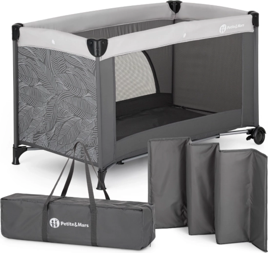 Βρεφική κούνια ταξιδιού Petite&Mars Nyja urban jungle charcoal