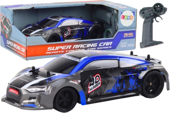 RC αυτοκίνητο 1:18 με λαστιχένιους τροχούς για drift, μπλε