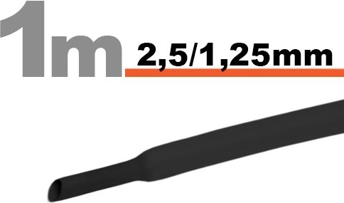 Μαύρος θερμοσυστελλόμενος σωλήνας 2,5 / 1,25 mm