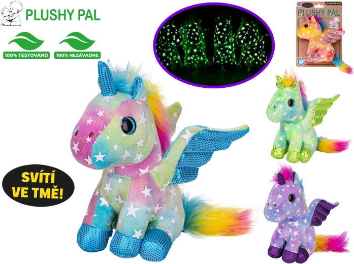 Λούτρινος μονόκερος Plushy Pal 15 cm με φωσφορίζοντα φτερά