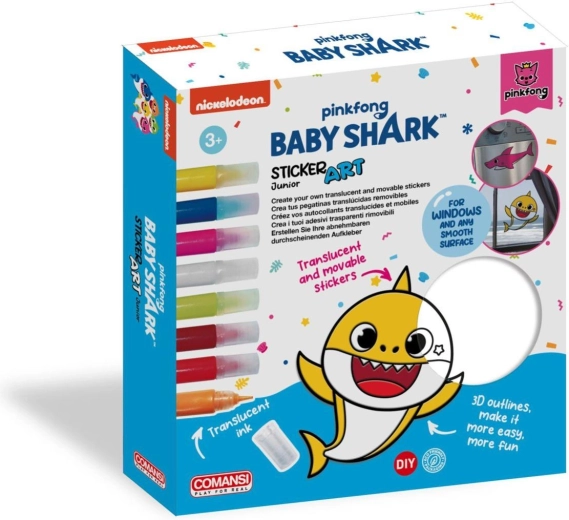 Baby Shark δημιουργικό σετ για αυτοκόλλητα παραθύρου και ζωγραφική με χρώματα