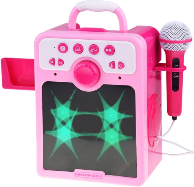Ροζ boombox karaoke για παιδιά με μικρόφωνο