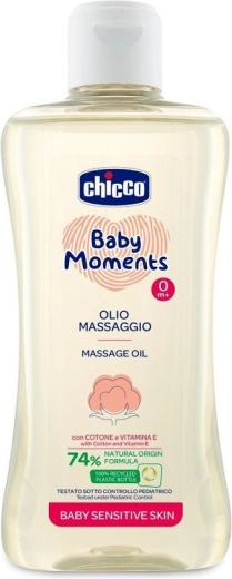 Chicco λάδι μασάζ για γαλακτική κρούστα με βαμβάκι και βιταμίνη E, Baby Moments Sensitive 200 ml