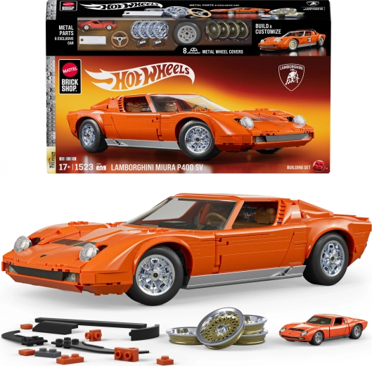 Σετ κατασκευής Mattel Brick Shop Hot Wheels Speed Series ’71 Lamborghini Miura P400 SV 1524 τεμάχια