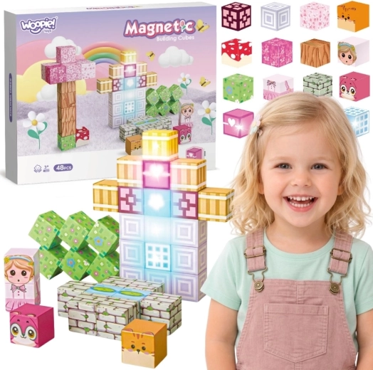 Woopie μαγνητικά τουβλάκια κατασκευών 48 τεμ. Montessori 3D