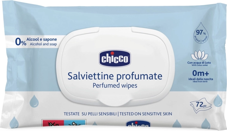 Chicco βρεφικά υγρά μαντηλάκια με ελαφρύ άρωμα 72 τεμ.