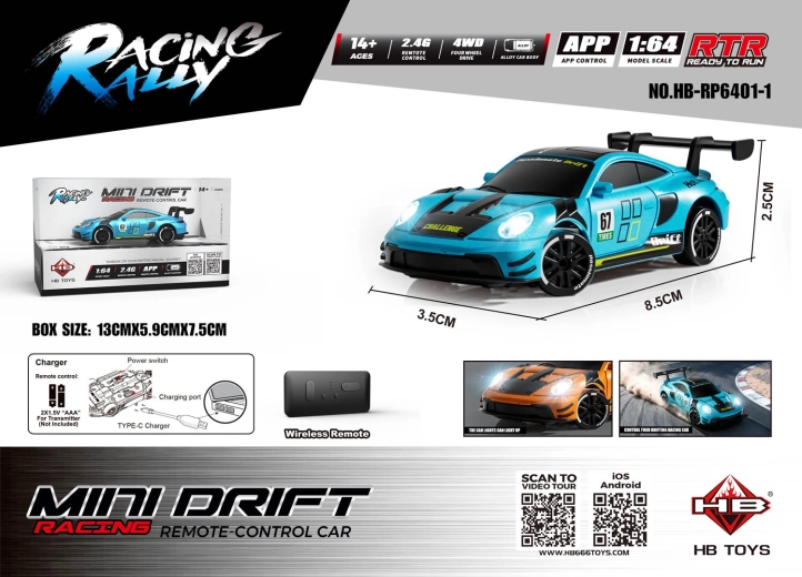 Τηλεκατευθυνόμενο αυτοκίνητο RC Mini Drift SmokeRacer μπλε