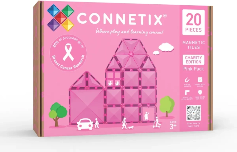 Connetix ροζ φιλανθρωπικό σετ μαγνητικών κομματιών – 20 τεμάχια