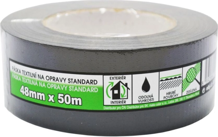Υφασμάτινη ταινία επισκευής 48 mm × 50 m μαύρη
