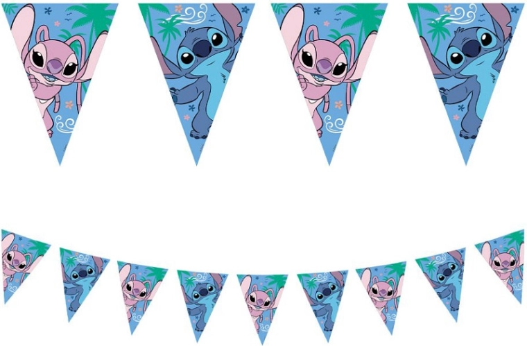 Χάρτινο γιρλάντα με σημαιάκια STITCH & ANGEL Disney