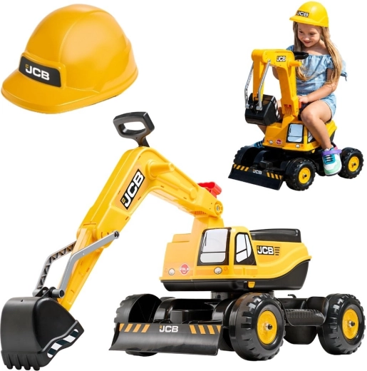 Παιδικό ride-on εκσκαφέας Falk JCB με περιστρεφόμενο βραχίονα και κράνος