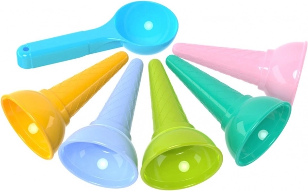 Σετ πολύχρωμων καλουπιών για χωνάκια παγωτού με κουτάλα