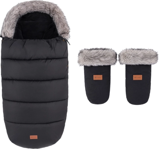 PETITE&MARS χειμερινό σετ: ποδόσακος comfy 4v1 + γάντια για καρότσι fjora, forever black