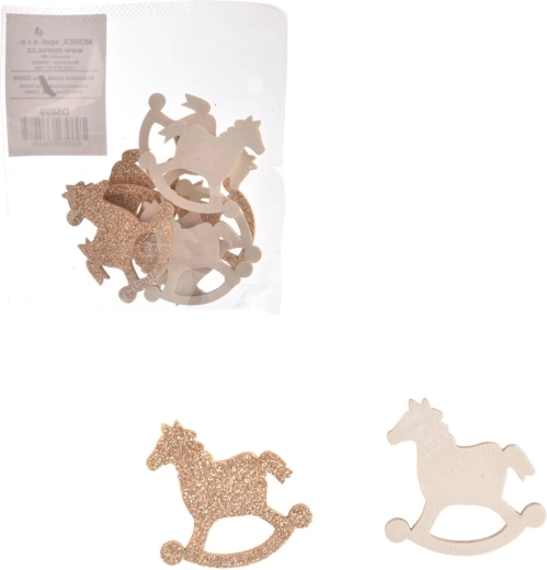 Ξύλινο αλογάκι λευκό/καφέ 4 cm (8 τεμ.)
