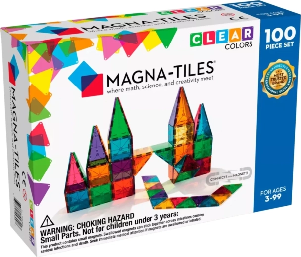 Μαγνητικό κατασκευαστικό σετ Magna-Tiles Clear Colours – 100 τεμάχια