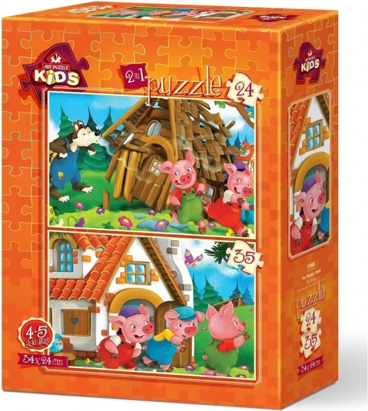 ART PUZZLE τρία γουρουνάκια – σετ 2 παζλ (24 και 35 κομμάτια), 34 × 24 cm