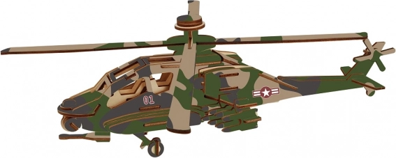 Woodcraft ξύλινο 3D παζλ πολεμικό ελικόπτερο APACHE