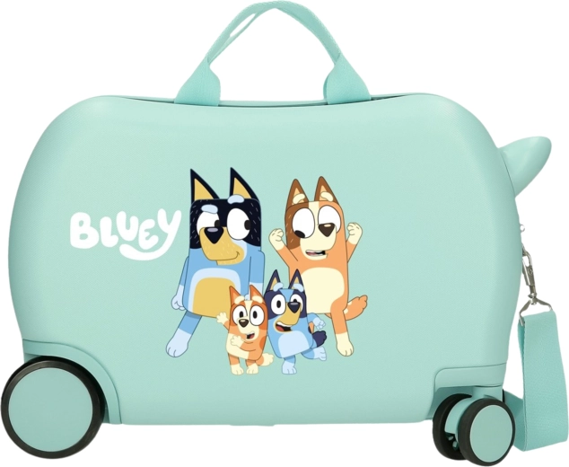 Παιδική βαλίτσα ride-on Bluey με ρόδες, τιρκουάζ, 45 cm