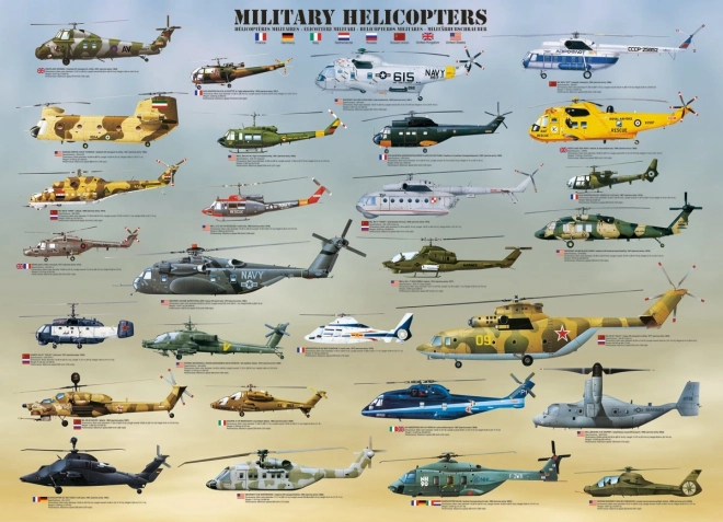 Παζλ στρατιωτικά ελικόπτερα XL 500 κομμάτια EUROGRAPHICS