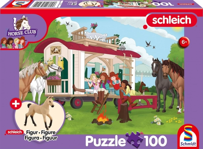Παζλ SCHMIDT Schleich κατασκήνωση δίπλα στο τροχόσπιτο 100 κομμάτια + φιγούρα