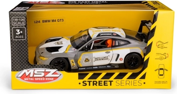 MSZ BMW M4 GT3 μεταλλικό μοντέλο σε κλίμακα 1:24, ασημί-γκρι