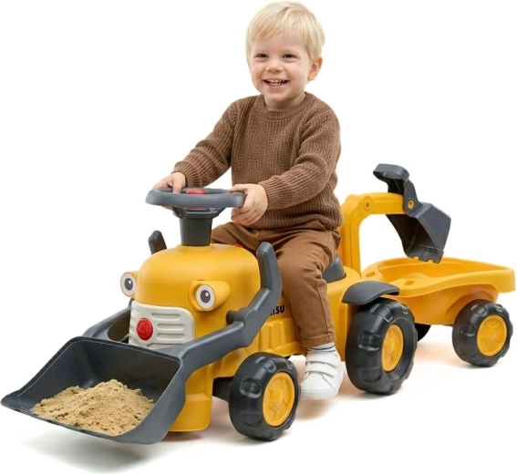 Παιδικό όχημα Komatsu με φορτωτή, εκσκαφέα και ρυμουλκούμενο