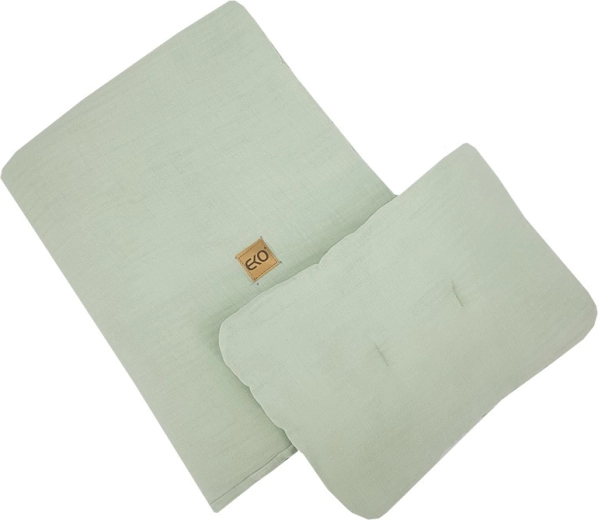 Μουσελινένιο σετ για κούνια EKO Mint (μαξιλάρι 30×40 cm, πάπλωμα 75×100 cm)